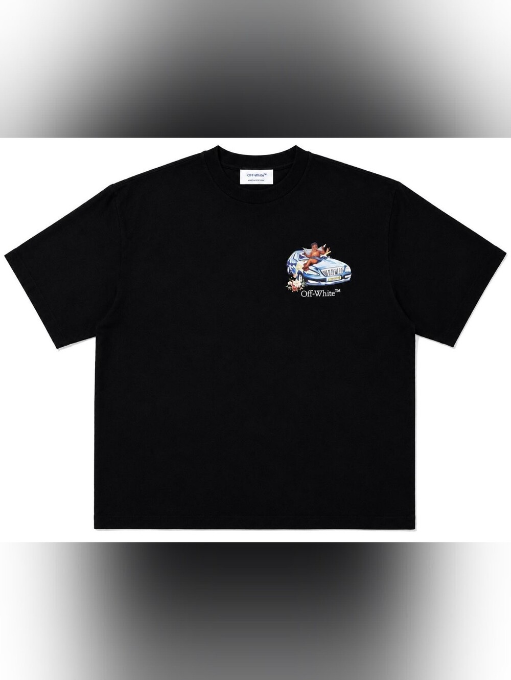 Off-White Men's Black Cherub Car Graphic T-Shirt- Size XXL